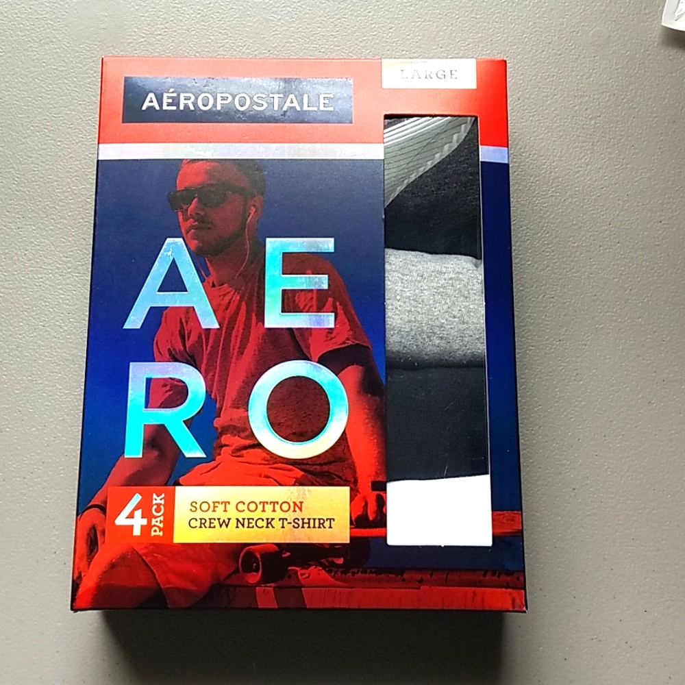 Pack of 4 Men's Aeropostle 100% Cotton Crew Neck T-Shirts (Short Sleeve)